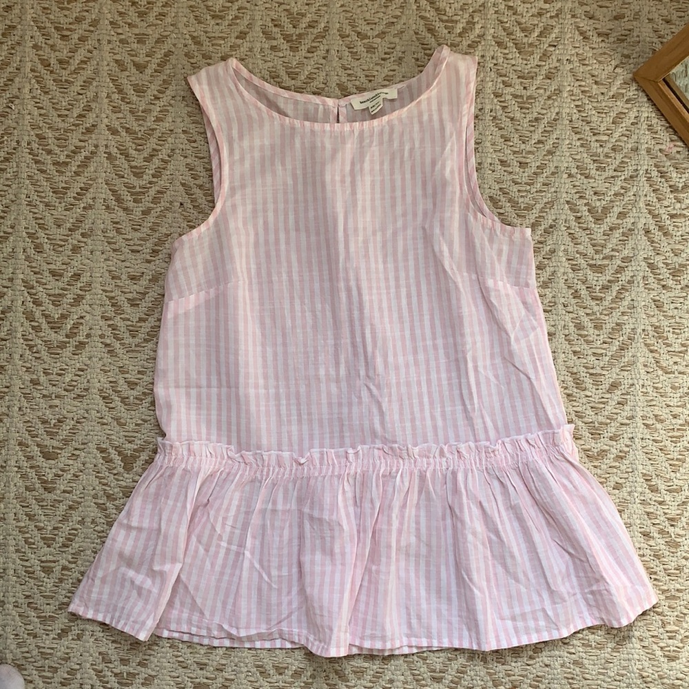 Pink and white linen top